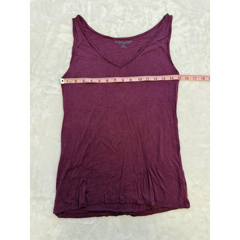 Soft Surroundings Womens Plum Purple V-Neck Viscose Tank Top Size Small 2AZ23 - Picture 4 of 8